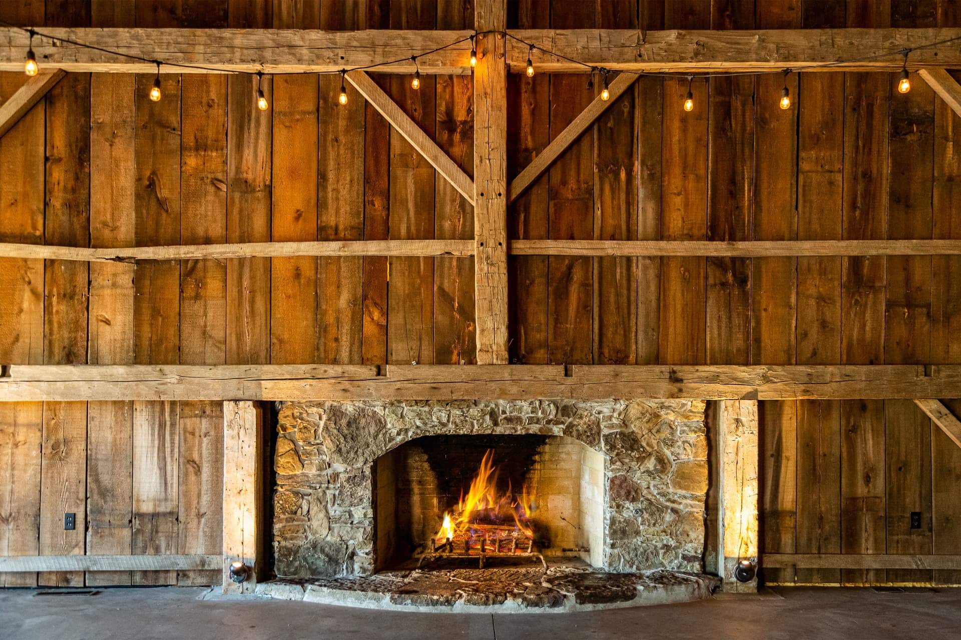 Fireplace in the Barn at Esperanza Ranch